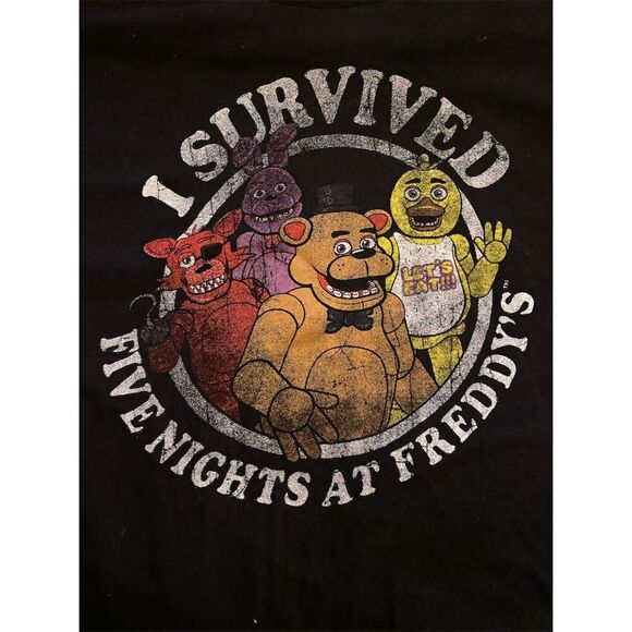 Five Nights at Freddy's Boys T-Shirt Black "I Survived" Size S - Picture 2 of 4